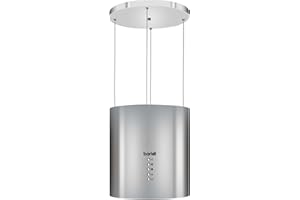 Baridi Island Cooker Hood, Pendant Style, Ø35cm, 3 Speed, LED Lights, Energy Class A, 530m³/h Airflow, Stainless Steel - DH220