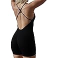 AUROLA Strapy Romper for Women Workout Yoga Gym Seamless One Piece Jumpsuit Tummy Control Padded Sports Bra