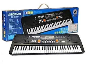 touyma 61-keys bigfun electronic piano with usb, mp3 play, led display & microphone toy for kids- Multi color