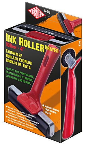 SG Education Lino R4 - Rodillo de lino, mango rojo, 10 cm de longitud