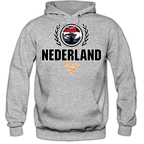 Fußball Niederlande V2 Hoody | Herren | Fußball | Nationalmannschaft | Nederland | Oranje | Kapuzenpullover | Herrenhoody, Farbe:Graumeliert (Greymelange F421);Größe:M