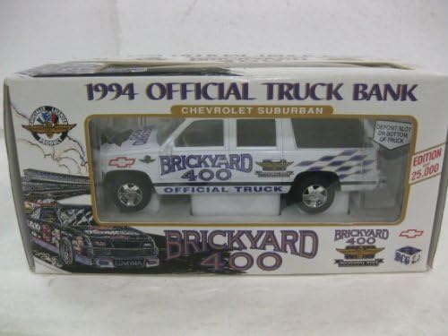 1994 Chevrolet Suburban Official Truck Bank Brickyard 400 In White Diecast 1:25 Scale By Brookfield Collectors Guild
