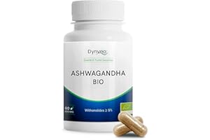 Ashwagandha BIO KSM-66 - Haute Concentration - Withanolides 5% - Stress, Énergie & Sommeil - Complément Alimentaire Naturel - Plante Adaptogène - 60 Gélules (1 à 2 mois) - Dynveo