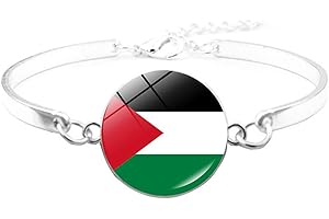 KUAIYIJU Bandiera della Palestina Bracciali in pelle multistrato tessuto perline braccialetto per uomo donna braccialetto gioielli moda accessori