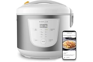NEWLUX-Robot da Cucina Multifunzione 5L Mod.NEWCOOK con Vasca Antiaderente, Programmabile 24H, 9 Funzioni e 8 Menu Automatici. Mantiene caldo 24 ore | Bianco