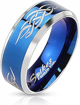Herrenring Edelstahl Ring Herren Tribal Biker Bandring Gothic schwarz blau gold Autiga®