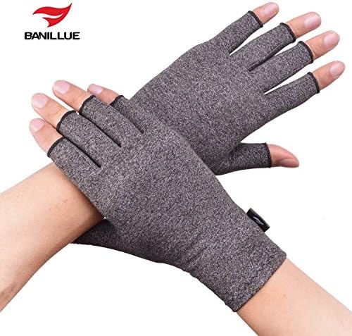 Banillue Compression Arthritis Gloves, Fingerless Hand Gloves for Rheumatoid &amp; Osteoarthritis - Joint Pain and Carpel Tunnel Relief-Men &amp; Women -Small