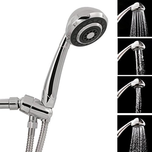 Bopai Bathroom 4 Function Ultra-Luxury 3.5" Handheld fixed Shower Head kit(ABS Material with Chrome Finish,Adjustable bracket,60" Flexible Hose) (Kits 1, Chrome Finish)