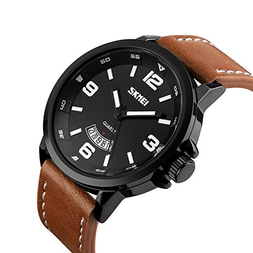 Wrist Watch, Koiiko® SKMEI Men's 98FT 30M 3ATM Water Resistant Analog Quartz Leather Band Dress Wrist Watch Waterproof Classic Business...