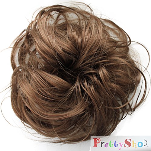 PRETTYSHOP Scrunchy Scrunchie Bun Up Do Hair Piece Hair Ribbon Ponytail Extensions Wavy Messy Medium brown # 10A G7B