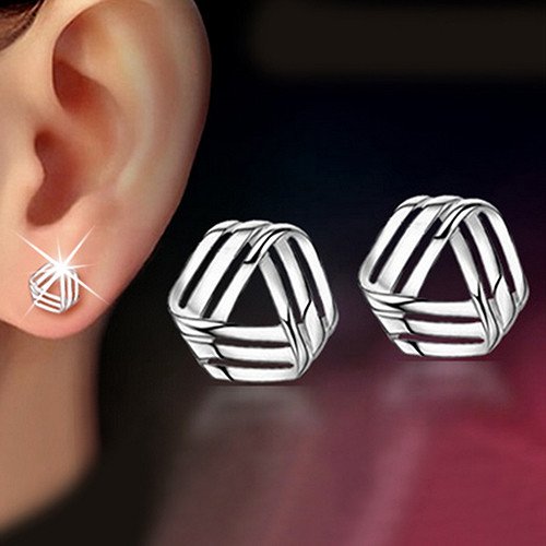 925 Sterling Silber Ohrringe Ohrstecker 3D Geographisches Muster Smart und Zart für Damen