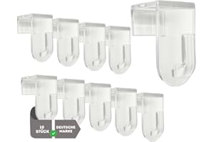 De-Plastik Fensterhaken | Dekohaken - Aufhänger | Transparent | 10er-Set | Für Fenster bis maximal 17 mm Falzmaß geeignet | Optimal für Ihre Fensterdeko | 35 x 20 mm