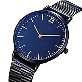 Women's Watches,Kingwo Wristwatch Mens Womens Fashion Classic Gold Geneva Quartz Stainless Steel Wrist Watch (Schwarz)