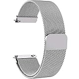 Fullmosa Milanese 22mm Uhrenarmband, Milanese Smart Watch Armand Ersatzband mit Edelstahl Magnet-Verschluss für 22mm Silber