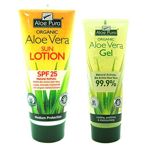 Aloe Pura Organic Aloe Vera SPF25 SUN LOTION 200ml + Aloe Vera Gel 100ml