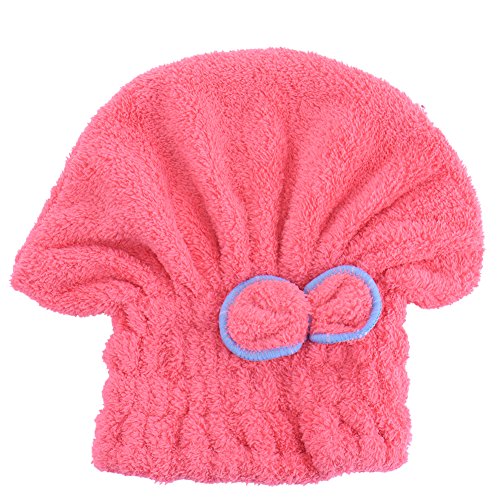 Molie Womens Microfiber Hair Drying Towel Quickly Dry Hair Hat Hair Turban Wrap Red