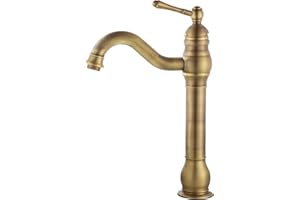 Solepearl Antik Messing Robinet de Salle de Bain, Hoch Bad Wasserhahn Einhebel Mischbatterie Waschbecken Armatur 360 Schwenkbar Waschtischbatterie fur Badezimmer