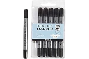 CREATIV Art-Manufacture-Design - Set di pennarelli a tratto da tessuto, spessore da 2,3 mm e 3,6 mm, 6 pezzi