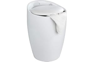 Wenko Portabiancheria e sgabello da bagno Candy bianco - collettore de lavanderia, ABS, 36 x 50.5 x 36 cm, Bianco