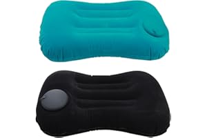 PEACEKING 2 Pièces Oreillers de Camping Gonflable, Oreiller de Camping, Oreiller de Voyage Portable pour Camping Plage Bureau Maison(Bleu, Noir)