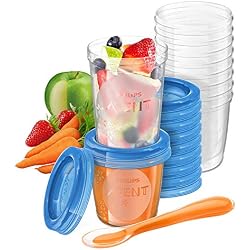 Philips Avent - SCF721/20 - Pots de conservation 180 ml et 240 ml avec Couvercles associés et Cuillère de Sevrage