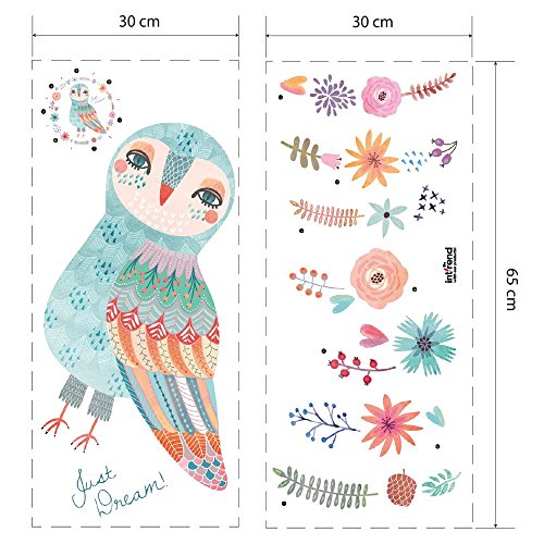 int!rend – OWLDREAM | Eule – verspielt & trendy | 60cm Durchmesser bunt | Wandtattoo Kinderzimmer | Wanddeko | Wand-Sticker | Wandaufkleber | Dekoration | Babyzimmer - 4