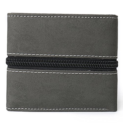Gazechimp Bolso Monedero Largo de Cuero de Hombres de Tarjeta de Cr  dito de Nota con Cremalleras Lienzo 3 Colores - Gris