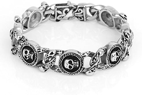 GYJUN 2015 Men's Jewelry New Custom Fashion Casting Skull Charm Bracelet , screen color