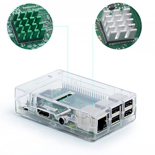 Aukru   Transparente Caja Para Raspberry Pi 3 Model B y Pi 2 Model B  B   B Plus  con 3x disipador de calor