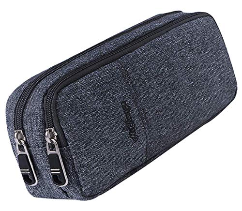 HiChange Estuche,Estuches Grandes con Dos Cremalleras (Gris)