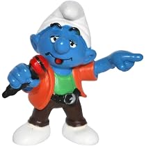 Schleich Schlümpfe Figur – The Bassist Smurf, 5,5 Cm, Handbemalt & Detailreich