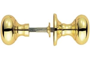 DISCOUNT HARDWARE UK Polished Brass and Chrome Victorian Mushroom Rim Door Knobs 50mm (Brass)