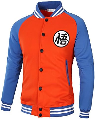 FULANDA Dragon Ball Goku Baseball Jacket Sweatshirts (L, Orange&amp;Blue)