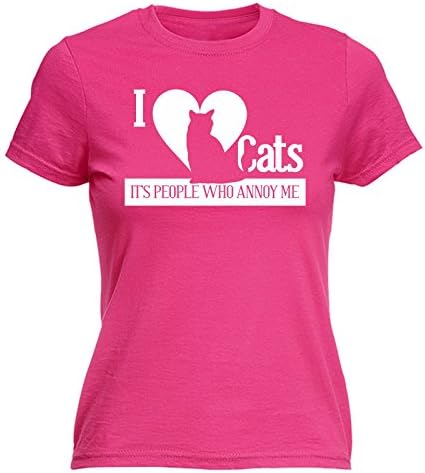 123t Women's I Love Cats It's People Who Annoy Me Kitty T Shirt Kitten Pet Housepet Collar Bed Food Funny Sarcasm Joke Humour Birthday Gift Christmas Present FITTED T-SHIRT