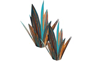 CUCUFA 2pcs Tequila Sculpture Rustique Bleu Metal Agave Plant Figurines décor Ornements de Jardin de Jardin