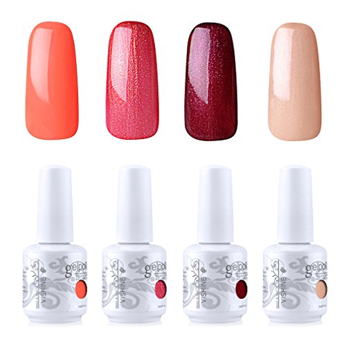 Vishine Gelpolish Nail Art UV LED Gel Nail Polish Soak Off Manicure Kit 4 Colors Set C193