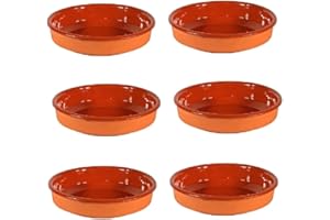 PCMoviles Cazuelas de Barro, Set de 6, 12cm, Terracota, Esmaltadas, Aptas para Horno