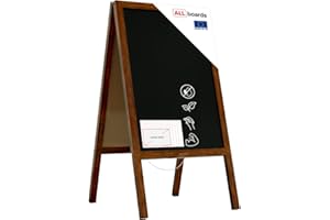 ALLboards Pavement Sign with Varnished Wooden Frame 118x61cm, Sidewalk Advertising Board Chalkboard