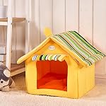 Cuccia-a-Casa-Letto-Pieghevole-Cuccia-con-Cuscino-Casa-Cuscini-Divano-per-Cani-Gatti-Lettino-per-Animali-ColoreGiallo-S35x30CM