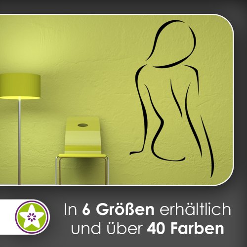 Frau sitzend, - Linien Wandtattoo in 6 Größen - Wandaufkleber Wall Sticker