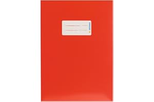 HERMA 19762 - Copertina per quaderni, formato A5, in cartone rosso, con etichetta in carta robusta e extra resistente, copertina per quaderni scolastici, colorata