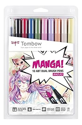 Tombow AB-10C-MANGA 2 Kit de 10 feutres pinceau à double pointes Shojo