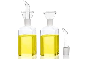 Bugucat Bugcat Dosatore Olio e Aceto 250ml, Vetro Trasparente Bottiglia Oliera antigoccia con beccuccio per cucina e barbecue,Ideale Anche per Oli aromatizzati e speziati，Facile da Pulire（2 pezzi）