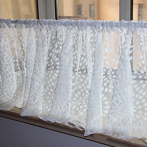 45x150cm Land Hohlen Fenster Halb Kurz Vorhang Schiebegardine Drapieren Panel Dekor – Weiß - 3