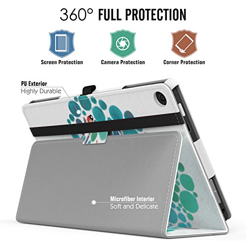 MoKo Hülle für Fire HD 8 2016 – Kunstleder Ständer Schutzhülle Smart Cover mit Auto Schlaf / Wach Funktion und Stift-Schleife für Fire HD 8 Tablet (6. Generation – 2016), Wald Blau - 3