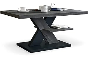 Viosimc Tavolino da Salotto Arredamento moderno colore in acciaio e nero, Tavolini da Salotto Moderni Con un Ripiano, Tavolino Soggiorno Elegante complemento di qualsiasi soggiorno