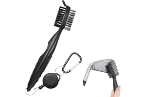XOXVURI 1 Pcs Limpiador de Palos de Golf, Golf Accesorios Cepillo Limpiar Palos de Golf con Punta y Mosquetón de Aluminio para Colgar Fácilmente de la Bolsa(Negro)