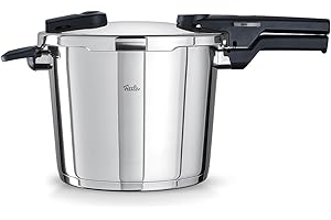 Fissler Vitaquick, Pentola A Pressione in Acciaio Inox per Cottura A Vapore, Capienza 6 L, Diametro 22 cm, 2 Livelli di Cottura, Fabbricato in Germania, Compatibile Induzione