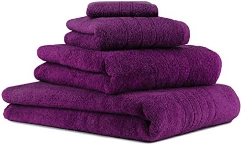 Betz 4 Piece Towel Set DELUXE 1 Bath Sheet 90x140 cm 1 Bath Towel 70x120 cm 1 Hand Towel 50x85 cm 1 Face Cloth 30x30 cm 100% Cotton colour plum