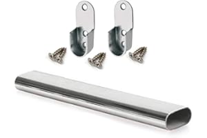 GTV Oval Rail Tube Wardrobe Chrome 1000mm + End Support & Screws